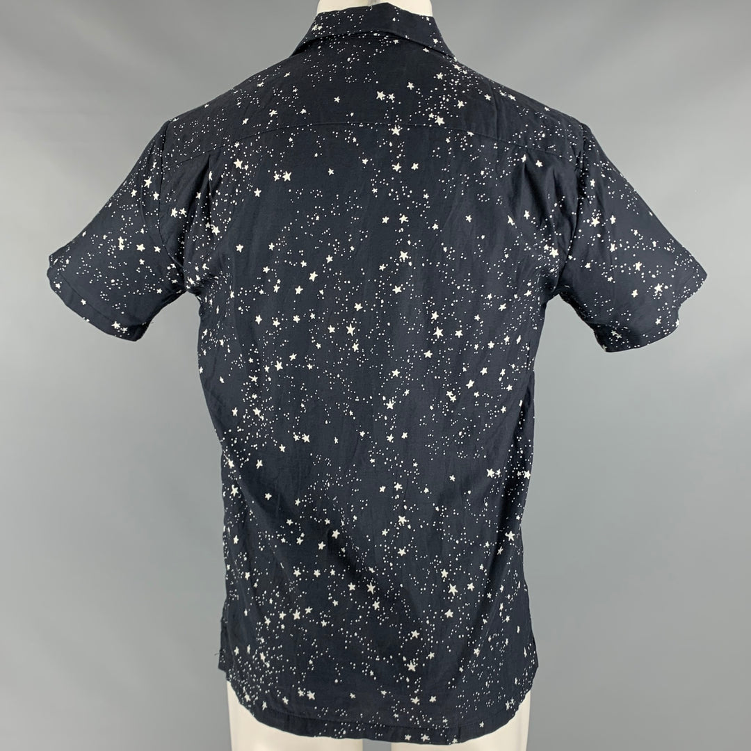 DOUBLE RAINBOUU Size XS Black White Stars Cotton Short Sleeve Shirt