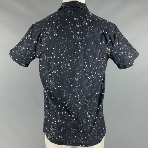 DOUBLE RAINBOUU Size XS Black White Stars Cotton Short Sleeve Shirt