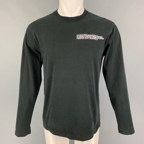 CALVIN KLEIN 205W39NYC Size M Black Embroidery Long Sleeve T-shirt
