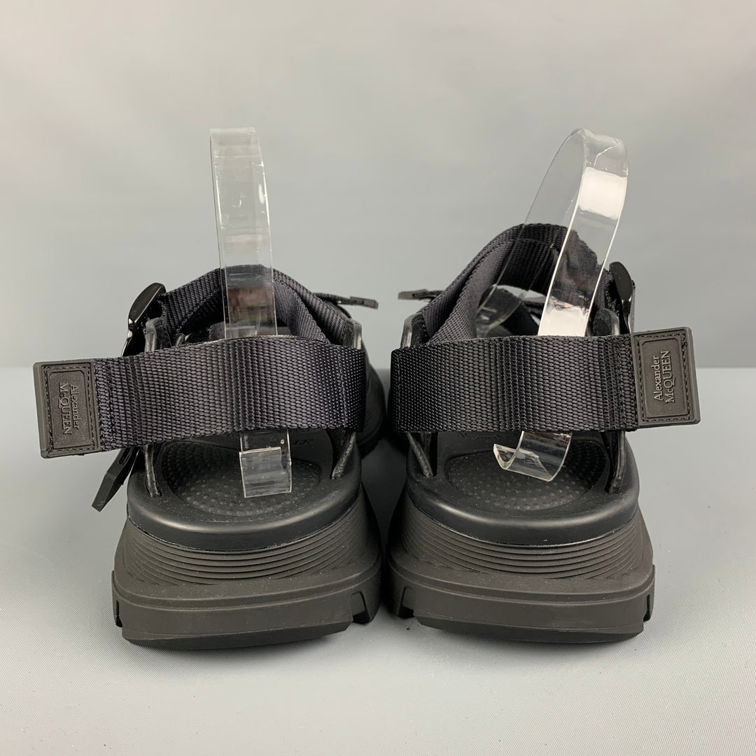 ALEXANDER MCQUEEN Size 9 Black Mixed Materials Polyamide Sandals