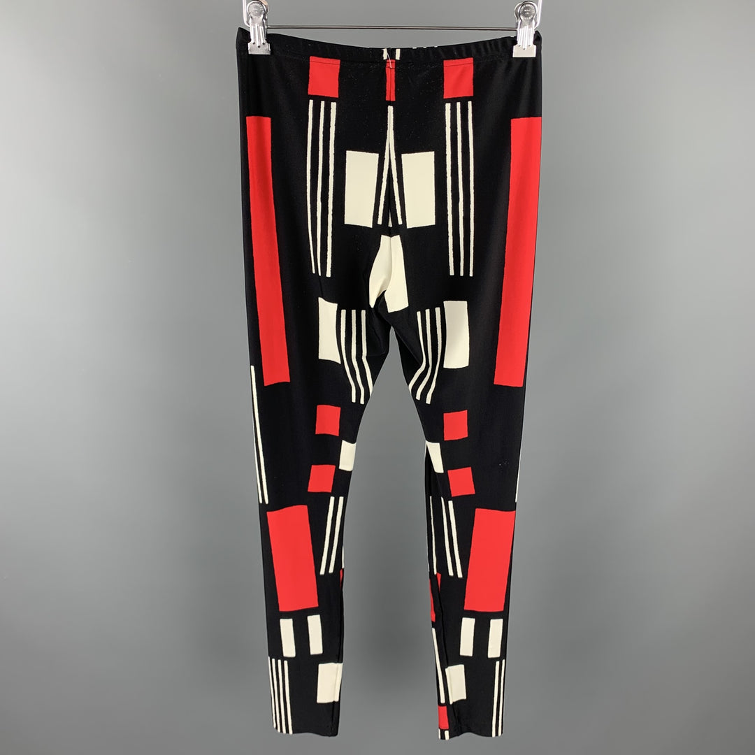ALEXANDER MCQUEEN Size L Black & Red Polyamide / Eastane Leggings