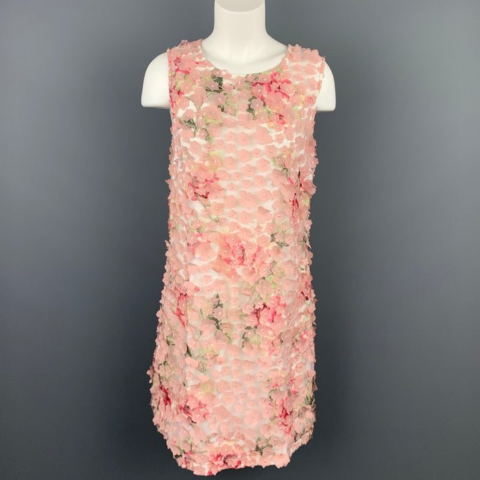 KARL LAGERFELD Size 12 Pink Floral Polyester Sheath Dress