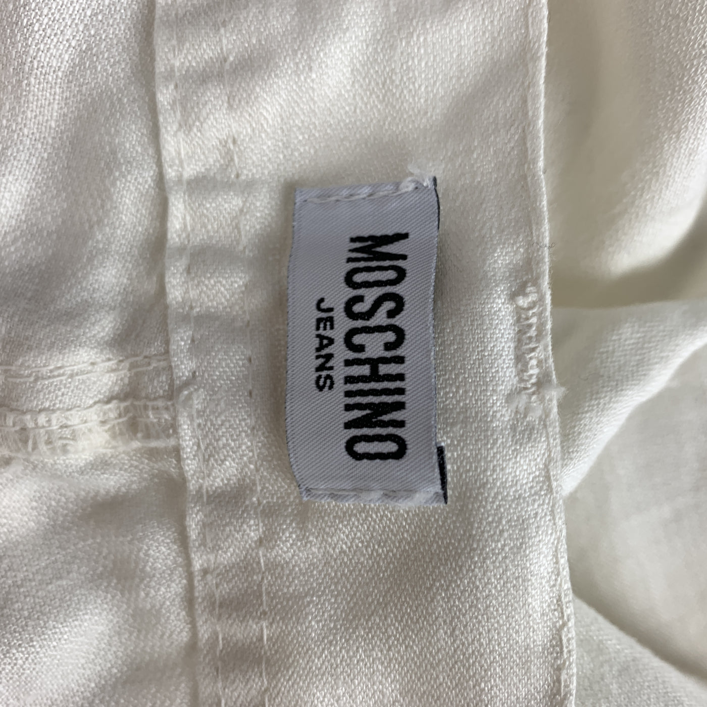 MOSCHINO JEANS Size 32 x 31 White Solid Linen Casual Pants