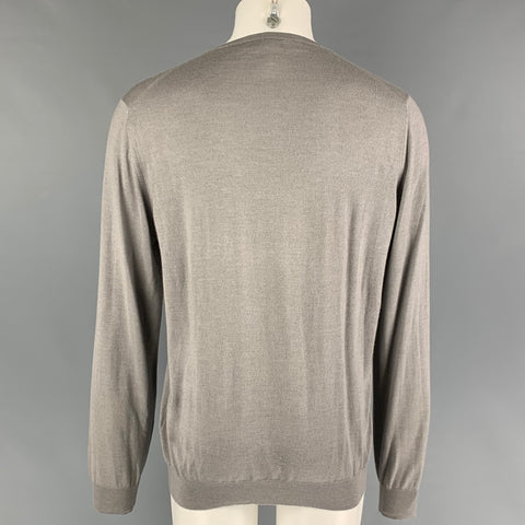 PRADA Size XL Grey Cashmere Silk Crew-Neck Pullover