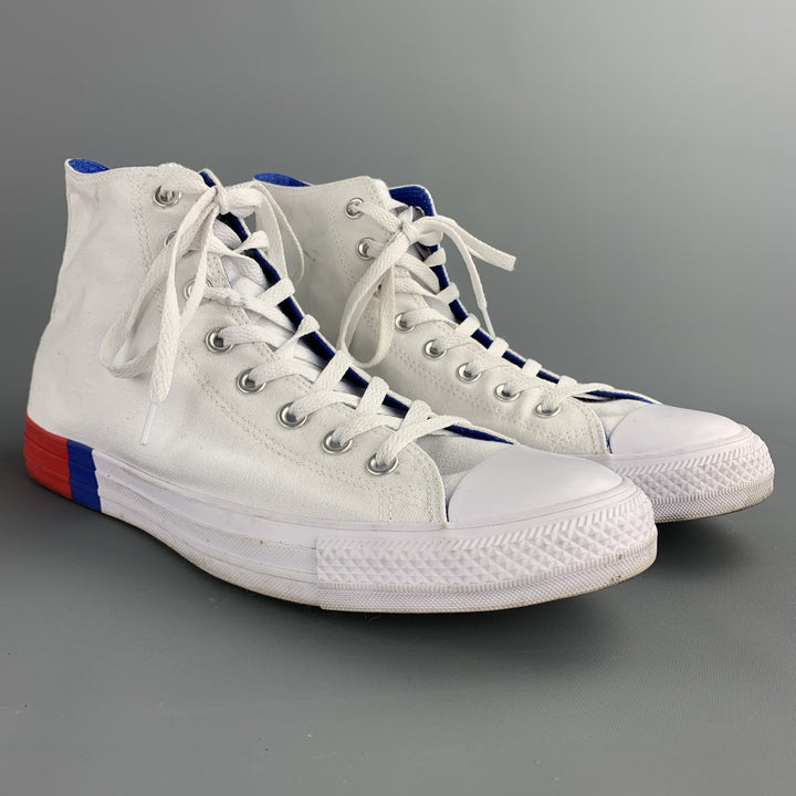 CONVERSE Size 10.5 White Canvas High Top Sneakers