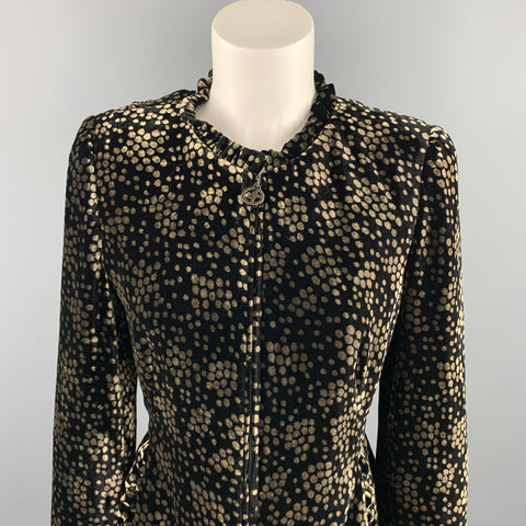 GIORGIO ARMANI Taille 8 Veste en velours à pois noir et doré