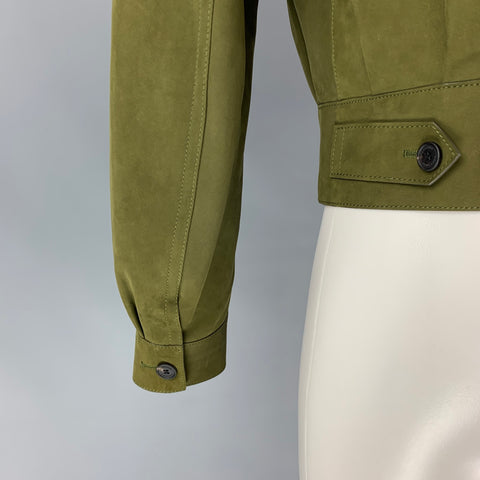 BURBERRY PRORSUM Spring 2015 Size 38 Green Suede Lightweight Jacket