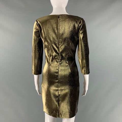 AREA Size S Gold Cotton Blend Metallic Mini Dress