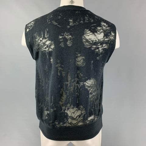 IRO Nuala Size S Slate Grey Distressed Cotton Blend Sleeveless Pullover