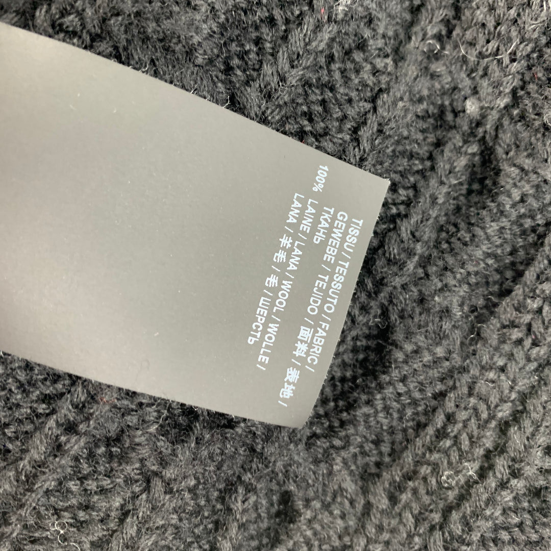 SAINT LAURENT Size L Black White Color Block Wool Hooded Cardigan