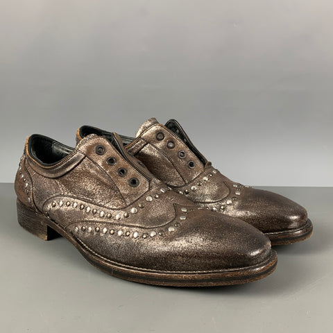 JOHN VARVATOS Size 9 Brown Distressed Leather Loafer Lace Up Shoes