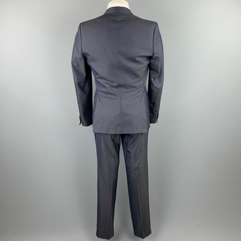 BRIAN DALES Size 40 Regular Navy Dot Print Wool Blend Notch Lapel Suit