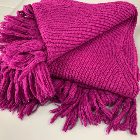 Y's by YOHJI YAMAMOTO Purple Knitted Wool Nylon 146"  Oversized Fringe Scarf