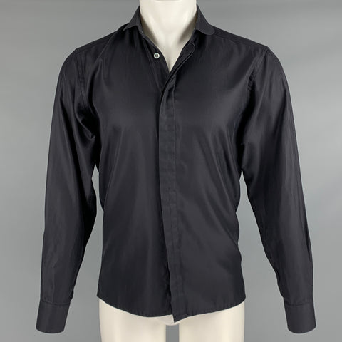 SPENCER HART Size S Black Cotton Hidden Placket Long Sleeve Shirt