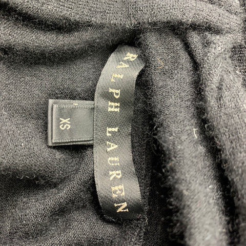 RALPH LAUREN Black Label Taille XS Pull Noir Cachemire / Polyester Criss-Cross