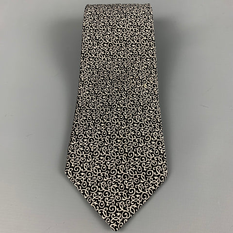 CHARVET Black White Abstract Silk Tie
