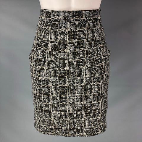 ALEXANDER WANG Size 4 Black & Grey Virgin Wool Blend Skirt
