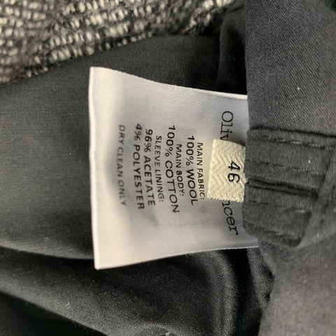 OLIVER SPENCER Size 46 Grey Black Heather Wool Buttoned Coat