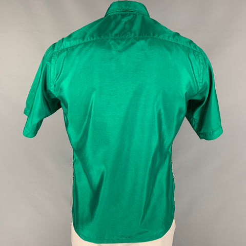 JUNYA WATANABE Size L Green White Embroidery Short Sleeve Shirt