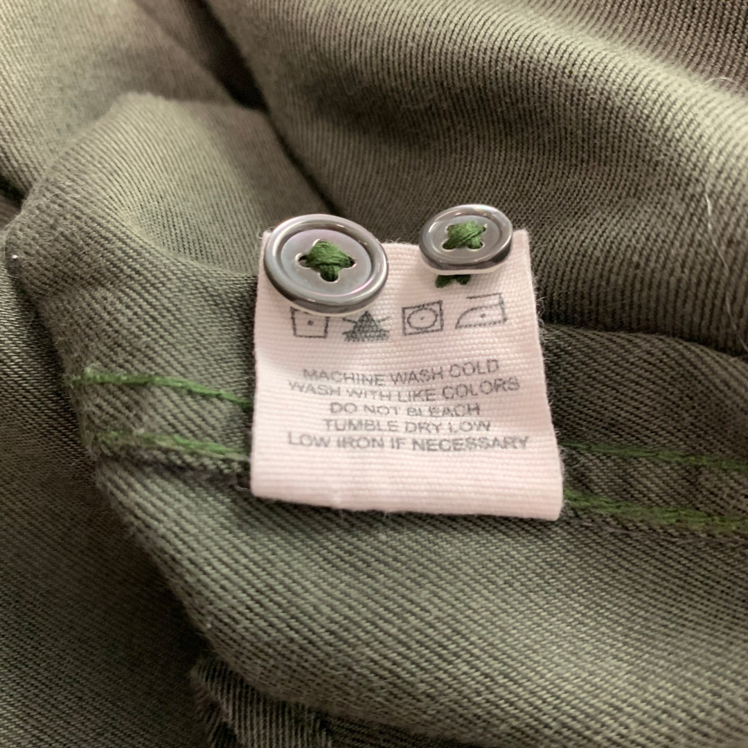 BUCK MASON Size L Green Cotton / Rayon Long Sleeve Shirt