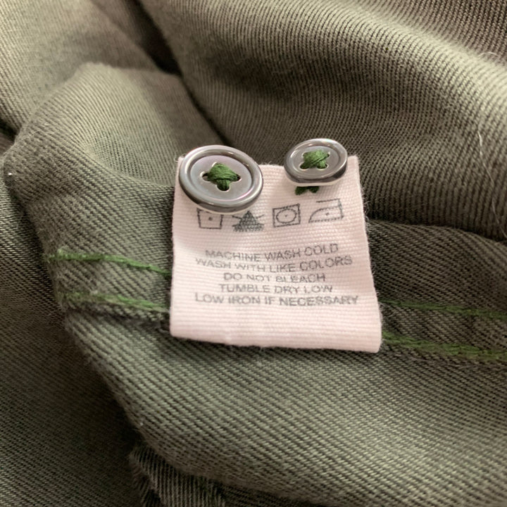 BUCK MASON Size L Green Cotton / Rayon Long Sleeve Shirt