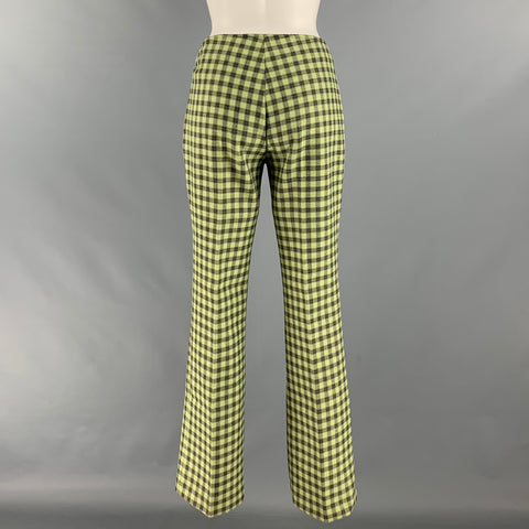 VERTIGO Size 6 Green Grey Polyester Blend Plaid Straight Casual Pants
