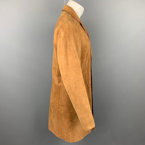 NEIL BARRETT Taille M Manteau boutonné à revers cranté en cuir marron