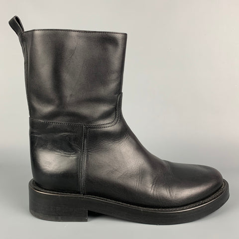 ANN DEMEULEMEESTER Size 10 Black Leather Side Zipper Boots