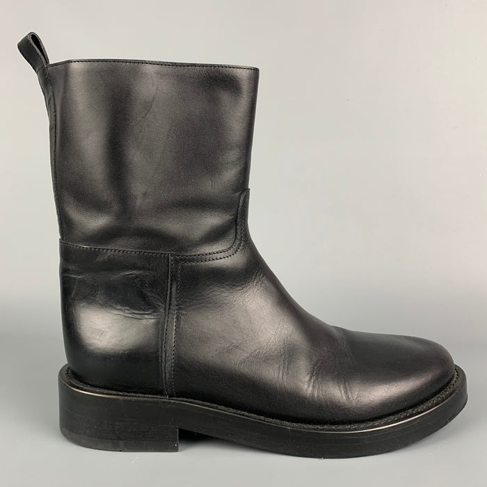 ANN DEMEULEMEESTER Size 10 Black Leather Side Zipper Boots
