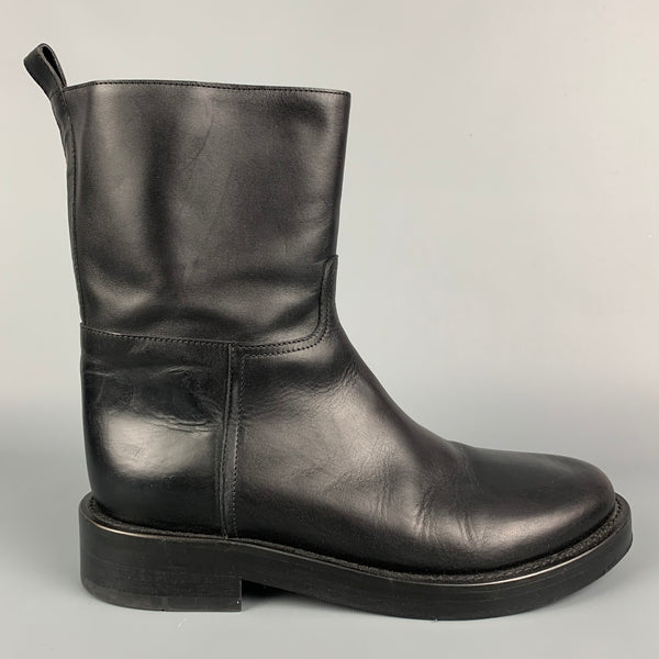 ANN DEMEULEMEESTER Size 10 Black Leather Side Zipper Boots – Sui