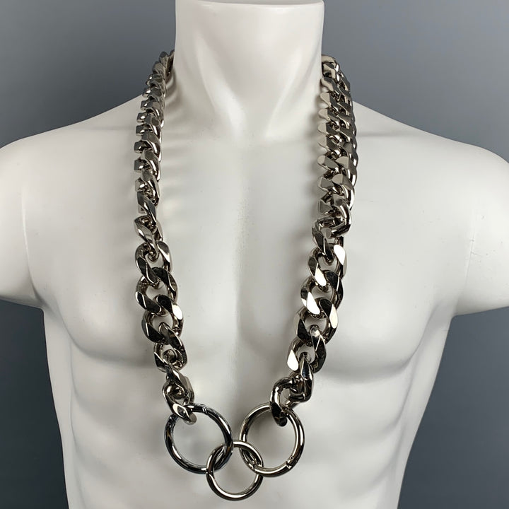 Silver Chain Link Metal Double Layer Necklace