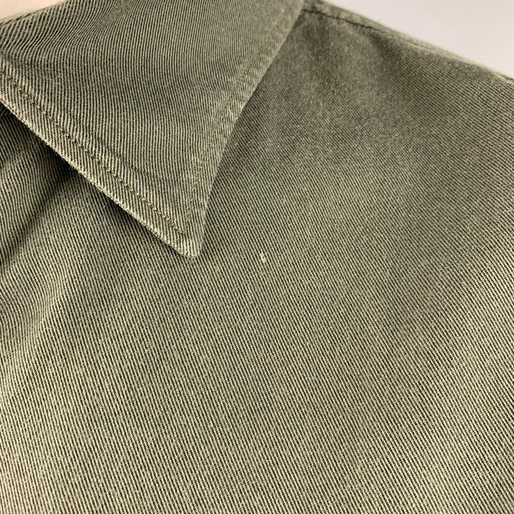 BUCK MASON Size L Green Cotton / Rayon Long Sleeve Shirt