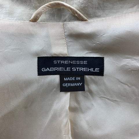 STRENESSE Chaqueta abotonada con bolsillo de parche de algodón beige talla 6