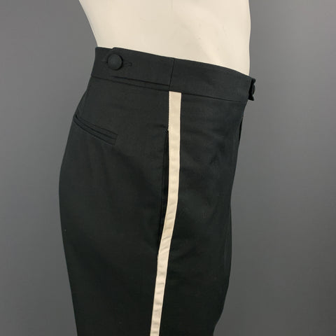 MAISON MARTIN MARGIELA Size 36 Black Cotton White Stripe Dress Pants