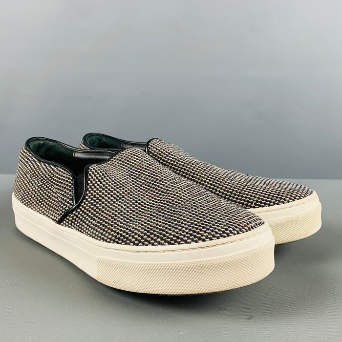 Zapatillas sin cordones con textura de tela blanca y negra talla 7 CELINE