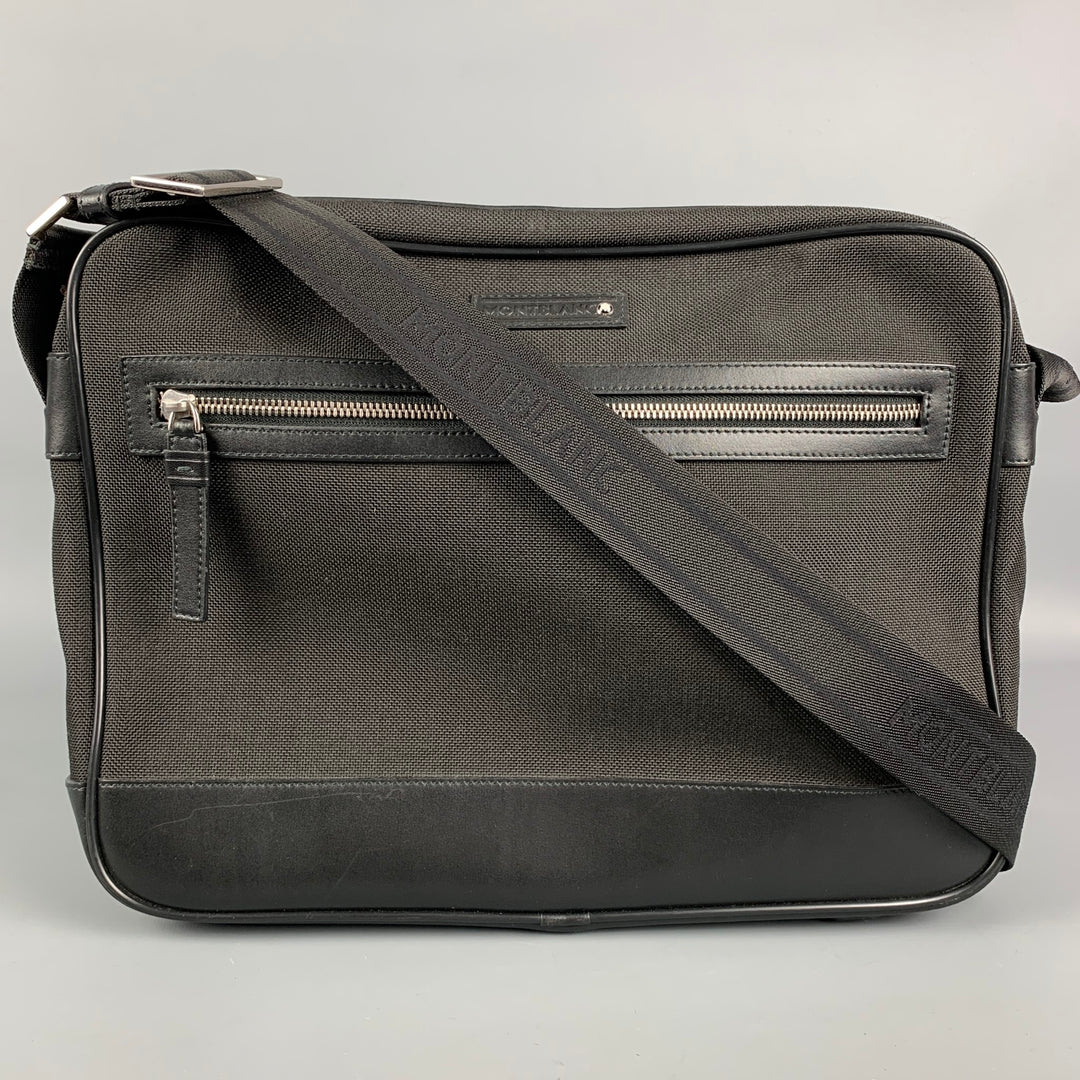MONT BLANC Black Mixed Materials Canvas Leather Briefcase