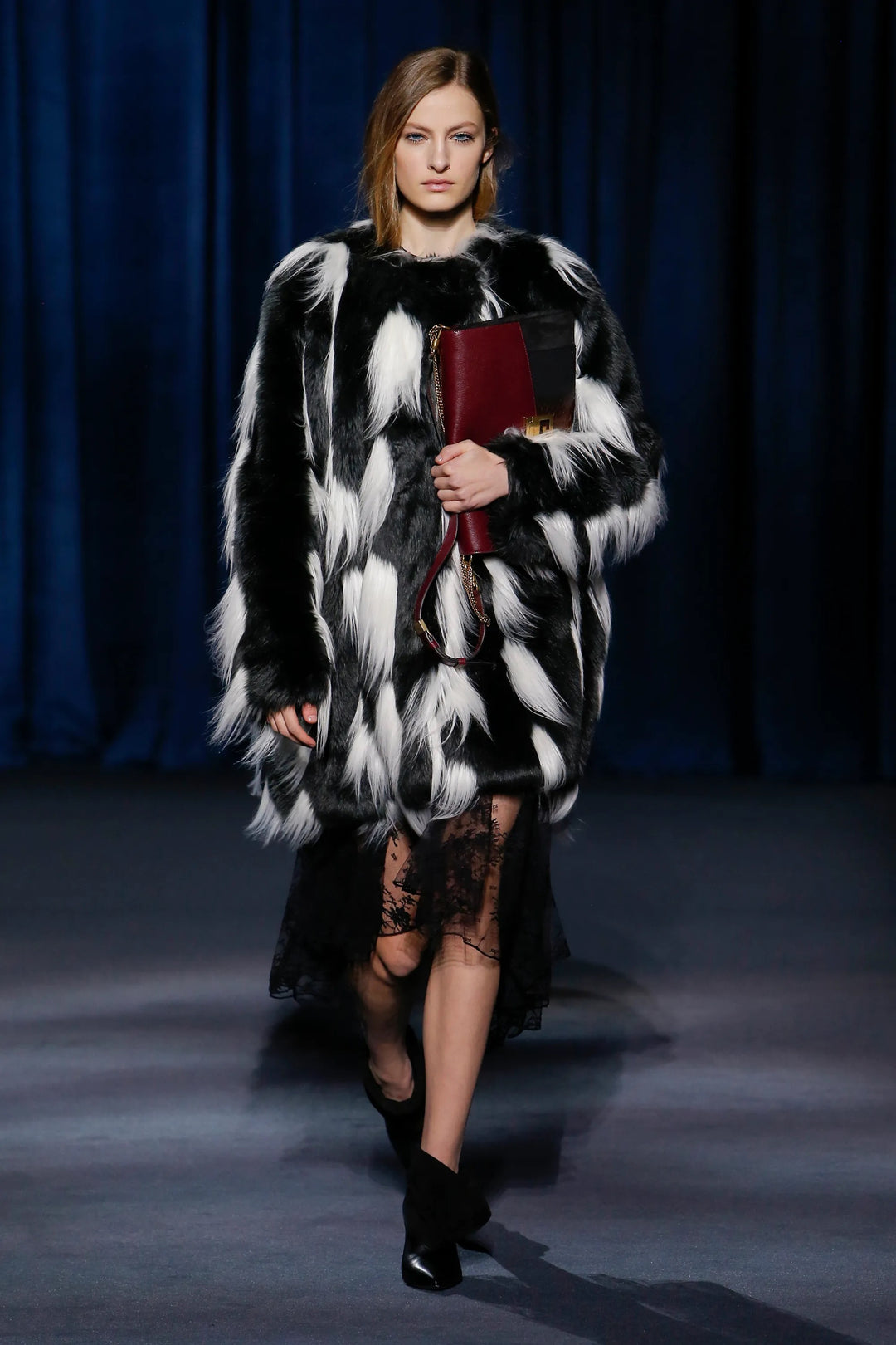 GIVENCHY AW 18 Size S/M Black White Faux Fur Modacrylic Oversized