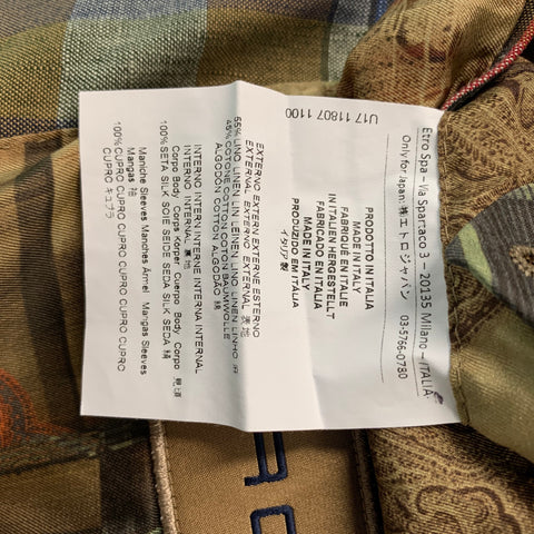 ETRO Chest Size 44 Regular Multi-Color Plaid Linen &  Cotton Sport Coat