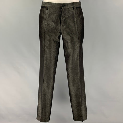DOLCE & GABBANA Size 36 Black Gold Metallic Acetate Blend 3 Piece Tuxedo Suit