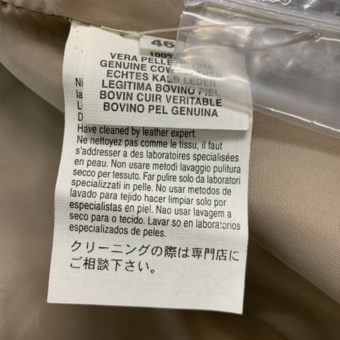 SANTINO Chaqueta con solapa de muesca de cuero caqui talla 12
