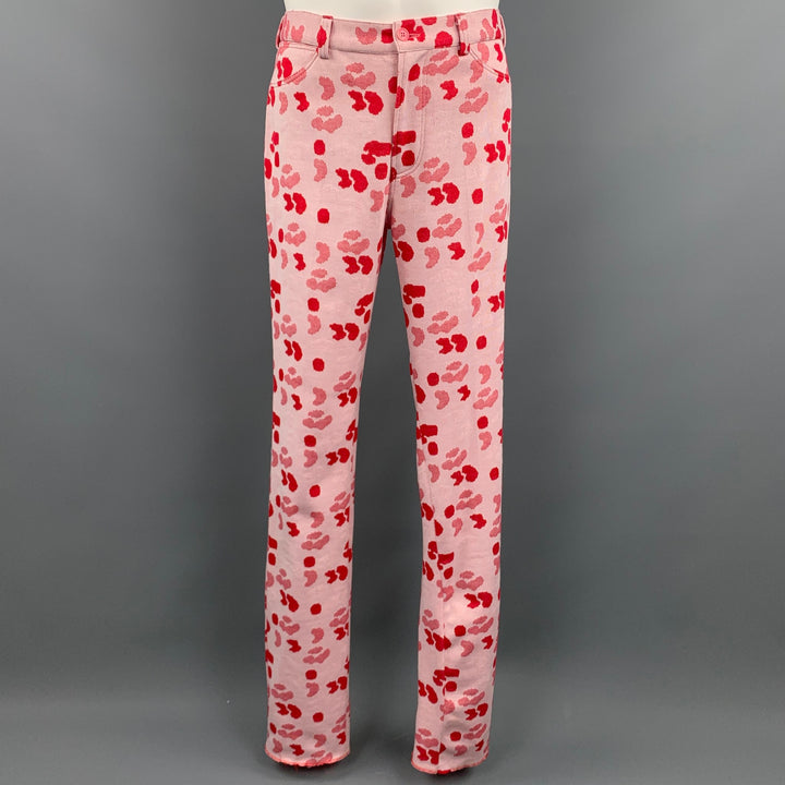 Vintage VERSUS by GIANNI VERSACE Size 38 Pink & Red Print Cotton Zip Up Suit Set