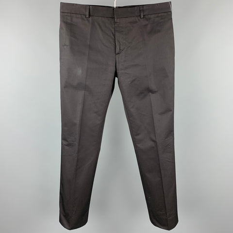 DIOR Size 34 Black Cotton Zip Fly Dress Pants