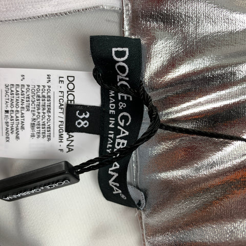 DOLCE &amp; GABBANA Leggings de poliéster metalizado plateado talla 2
