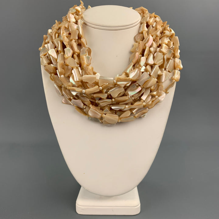 VINTAGE Beige Mother of Pearl Layered Necklace