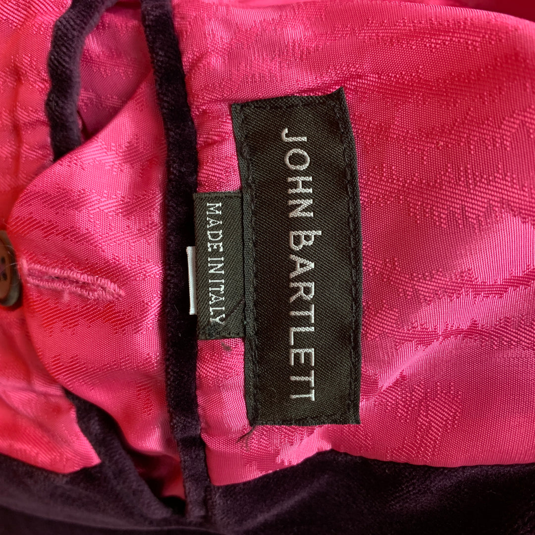 JOHN BARTLETT Size 42 Purple Stitched Cotton Notch Lapel Sport Coat