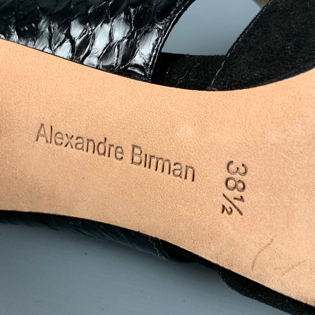 ALEXANDRE BIRMAN Size 8.5 Black Suede Embossed Patent Leather Cutout Boots