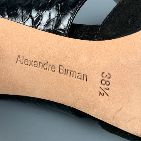 ALEXANDRE BIRMAN Size 8.5 Black Suede Embossed Patent Leather Cutout Boots
