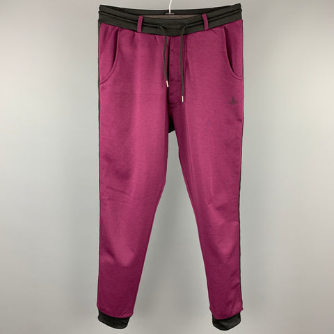 VIVIENNE WESTWOOD Size L Purple & Black Color Block Cotton / Polyester Drawstring Casual Pants