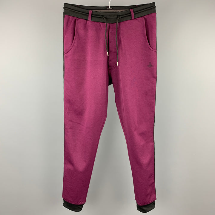 VIVIENNE WESTWOOD Taille L Pantalon décontracté à cordon de serrage en coton / polyester violet et noir