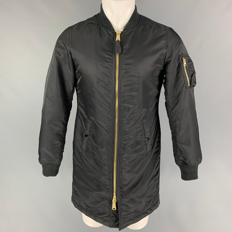 ALPHA INDUSTRIES Size S Black Nylon Zip Up Jacket